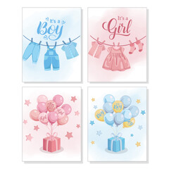 Gender reveal greeting card It's a boy It's a girl