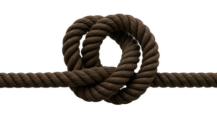 Isolated Knot of Brown Rope Nautical Sailor Marine Twisted