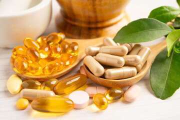 Alternative medicine herbal organic capsule drug herb.