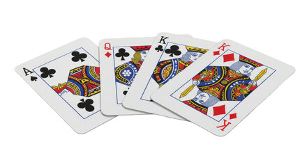 Isolated Playing Cards Illustration with Ace King Queen Club Design