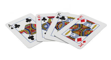 Isolated Playing Cards Illustration with Ace King Queen Club Design