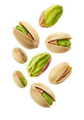 Isolated Pistachio Nut Transparent Background Falling Green Shell Snack