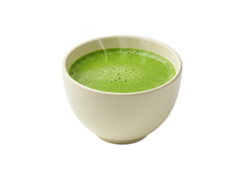 Isolated Matcha Tea Bowl Hot Green Drink Transparent Background