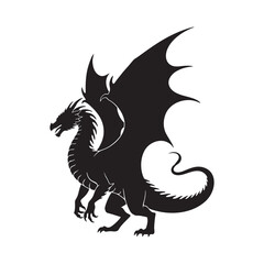 Silhouette of a dragon on a white background