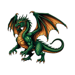 green dragon vector illustration on white background