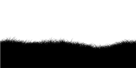 Silhouette of grass field border illustration on transparent background.