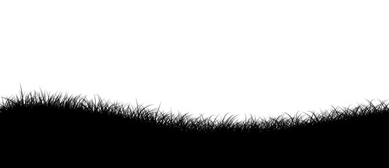Silhouette of grass field border illustration on transparent background.