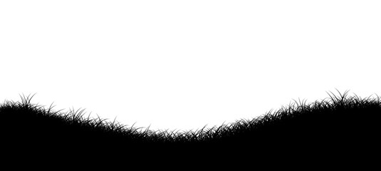 Silhouette of grass field border illustration on transparent background.