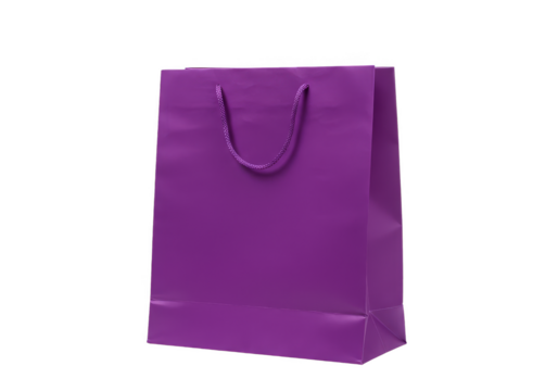 Isolated Purple Paper Shopping Bag with Handles on Transparent Background - Powered by Adobe