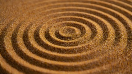 Naklejka premium A Zen Garden Spiral in sand, depicting a sense of calm and peace