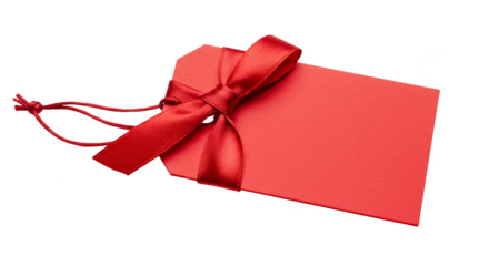 Isolated Red Tag with Bow Holiday Gift Discount Price Label PNG