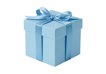 Isolated Gift Box Blue Ribbon Present for Celebration Transparent PNG