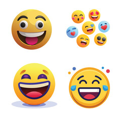 Fototapeta premium Smiley Face Emoji Icon Set – Happy, Sad, and Emotional Expression Symbols