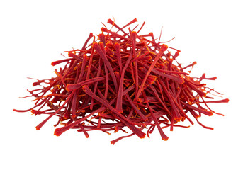 Naklejka premium Isolated Pile of Aromatic Red Saffron Spice Food Ingredient Seasoning