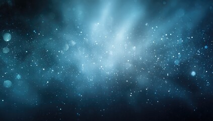 Naklejka premium Deep blue nebula-like background with glittering particles