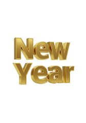 Isolated 3D Render New Year Gold Celebration Graphic Design Holiday
