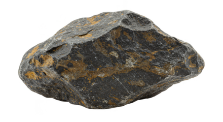 Isolated Gray Metallic Rock Mineral Specimen on Transparent Background