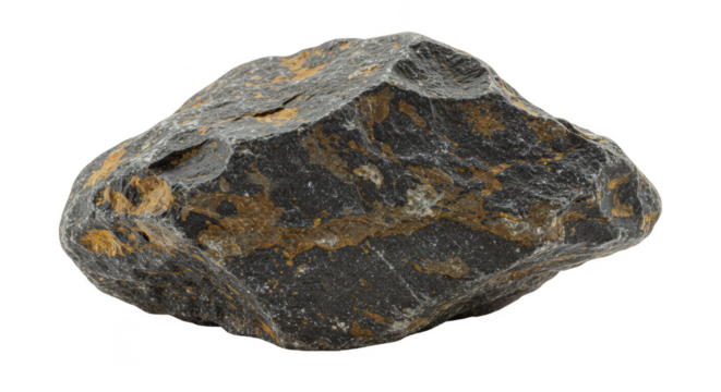 Isolated Gray Metallic Rock Mineral Specimen on Transparent Background