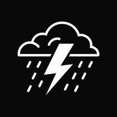 Stormy weather icon cloud lightning rain