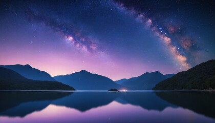 Glowing Cosmic Skies and Serene Landscape
