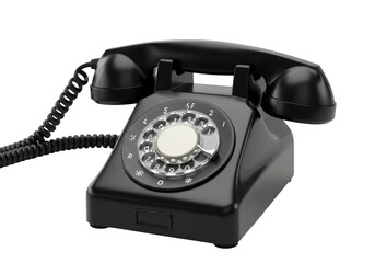 Isolated Transparent Background of Black Rotary Dial Telephone Retro Vibe