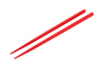 Isolated Red Chopsticks a Pair of Wooden Asian Tableware Flat Lay