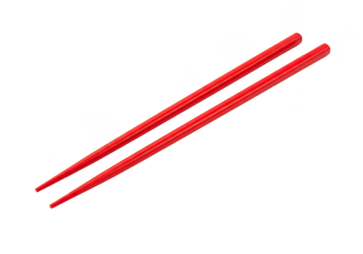 Isolated Red Chopsticks a Pair of Wooden Asian Tableware Flat Lay