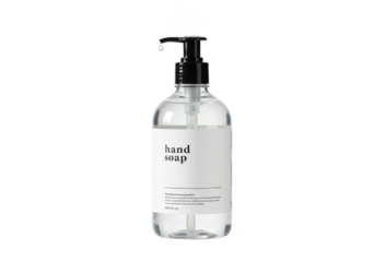 Isolated Hand Soap Bottle Clear Liquid Pump for Hygiene Product