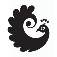 Stylized silhouette of peacock vector illustration for an icon and peacock template logo	