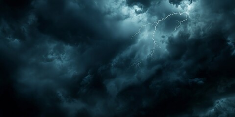 Dramatic thunderstorm sky with striking lightning bolts illuminating clouds