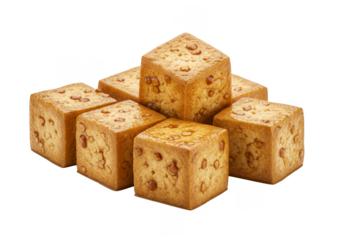 Isolated Transparent Tofu Cubes Food Protein Vegan Nutrition Diet