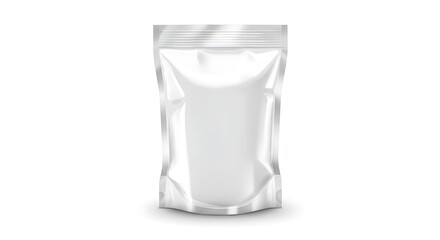 Standing Pouch Packaging Mockup in Silver and White for Dry Goods
