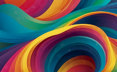Obraz premium Vibrant flowing ribbons of color create a dynamic abstract design