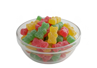 Isolated Transparent Gummy Bears Candy Sweets Dessert Colorful Bowl
