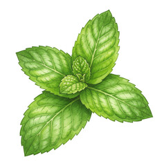Isolated Transparent Mint Herb Leaf Fresh Green Plant Element