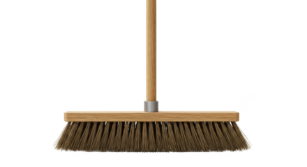Isolated Transparent PNG of Wooden Bristles Broom Cleaning Equipment