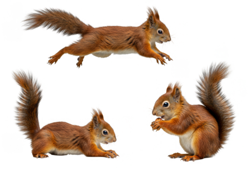 Isolated Transparent PNG of Three Squirrels Wildlife Rodent Mammal