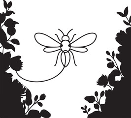 Bee Silhouette Vector Icon Design – Insect Outline Graphic for Nature and Pollination Themes