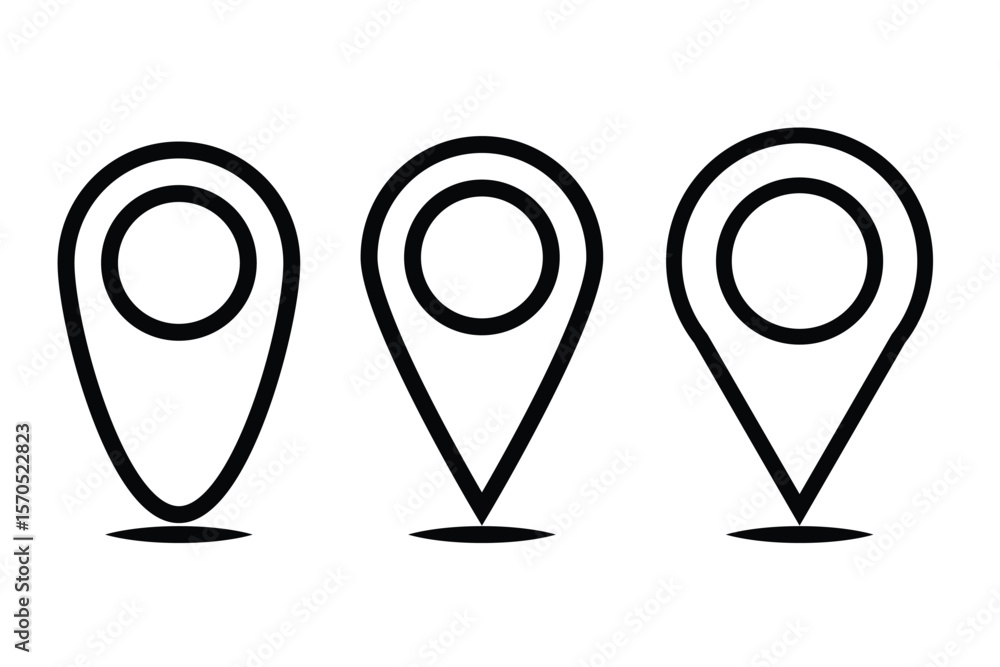 Poster location vector icon. location pin icon set. map navigation line style symbol. gps location sign. ma