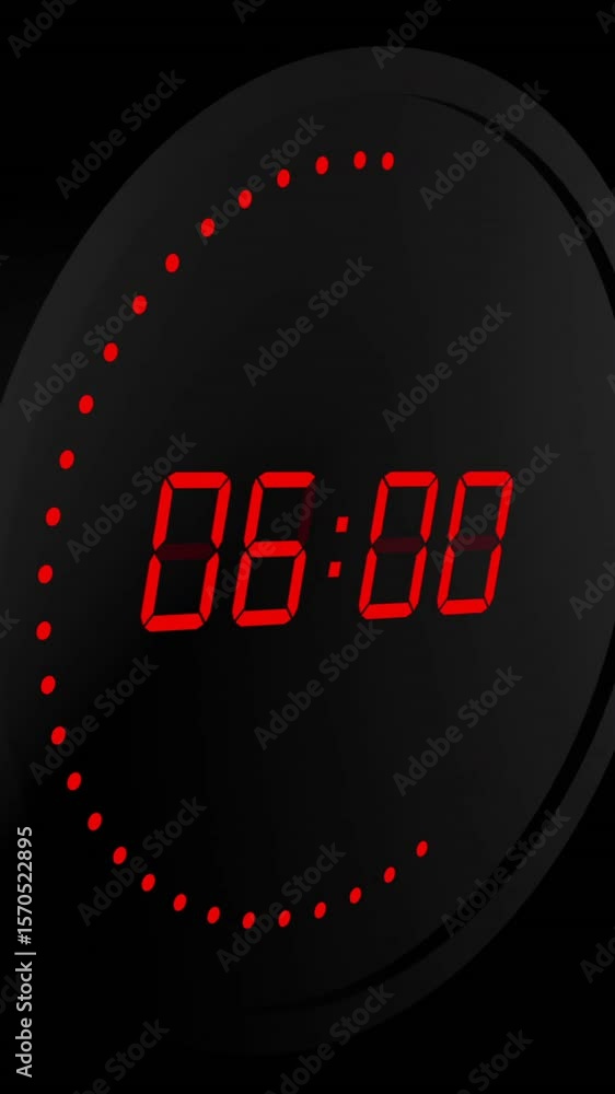 Poster animation of red digital timer changing on black background