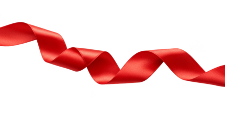 Isolated Red Ribbon Swirl Silk Loop Decoration on Transparent