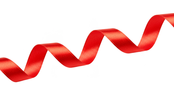 Isolated Red Sparkling Ribbon on Transparent Background Decoration