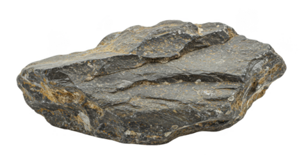 Isolated Rock Stone Mineral Sample Gray Black Texture Detailed Element