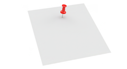 Isolated Sheet Paper Note with Red Pin Transparent Background