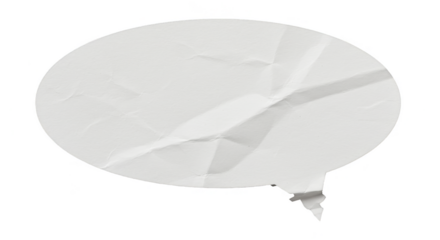 Isolated Speech Bubble Shape Crumpled White Paper on Transparent Background