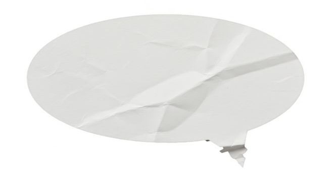 Isolated Speech Bubble Shape Crumpled White Paper on Transparent Background