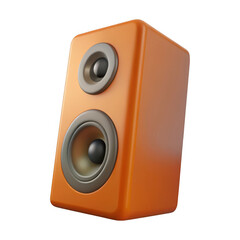 3d rendered orange speaker with dual drivers