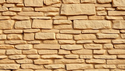 Obraz premium Rough-hewn stone wall texture, seamless pattern, masonry texture, beige stone