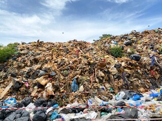 pile of garbage at landfill background 