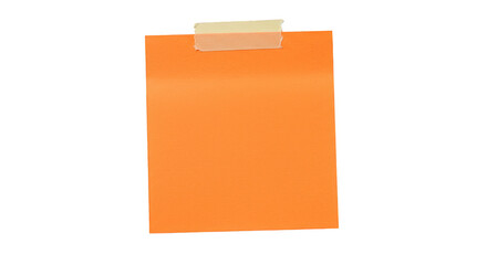 Orange Note Paper Isolated with Adhesive Office Transparent Background